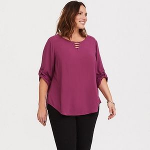 Torrid Size 1 Strappy Challis Blouse - Rose